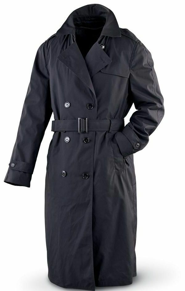 Military Dress Uniform Black Trench Overcoat All Weather ASU Coat ...