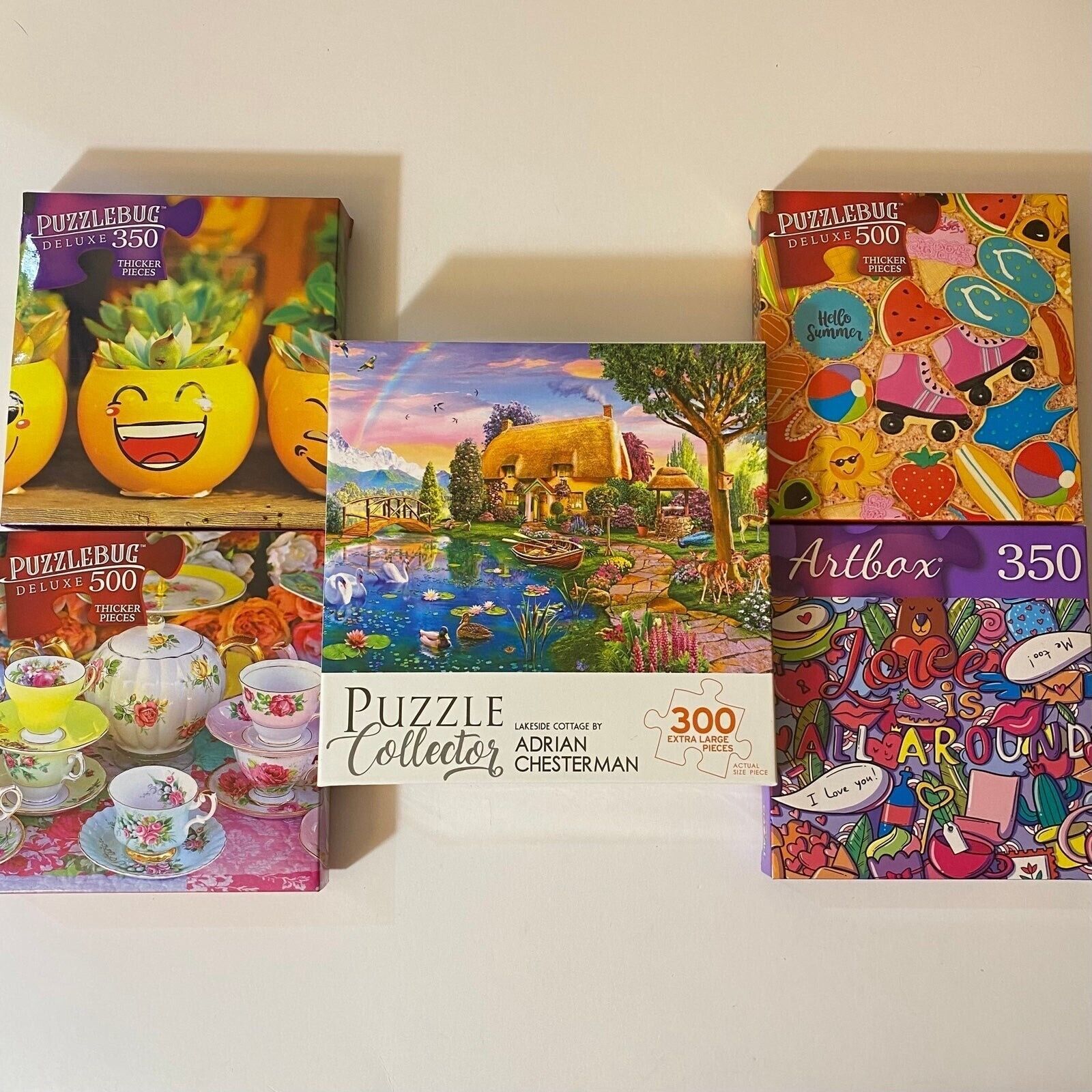 Puzzlebug, Puzzle Collector & Artbox Jigsaw Puzzles Set Emojis Lakeside ...