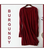 Ladies Soft Mink Cashmere Long Sleeve Burgundy V-Neck Mini Sweater Shirt... - $108.95