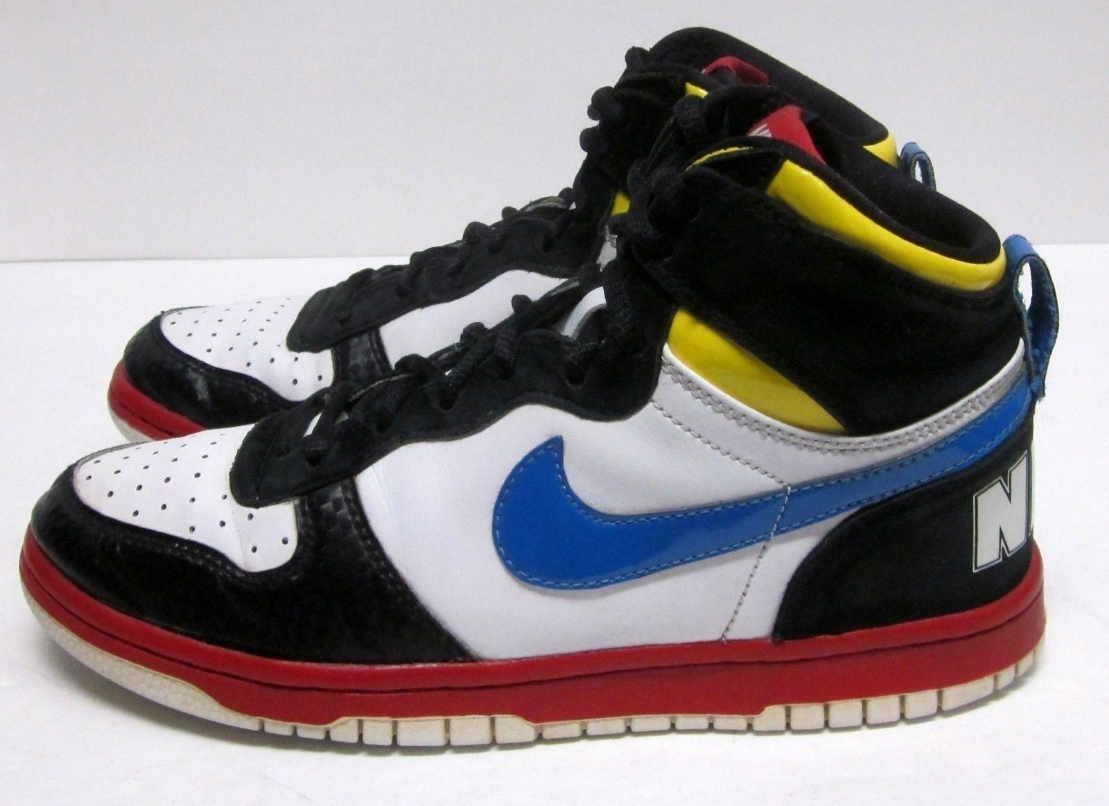 red white and blue high top nikes