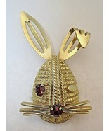 Vintage Sarah Coventry Winking Rabbit Pin Brooch Gold Tone w Red Eye &amp; N... - $34.65