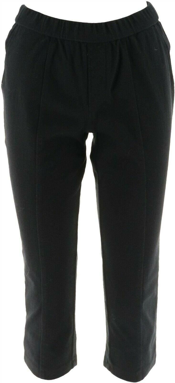 Isaac Mizrahi Petite Knit Denim Crop Pull-On Jeans Black P2 NEW A303203