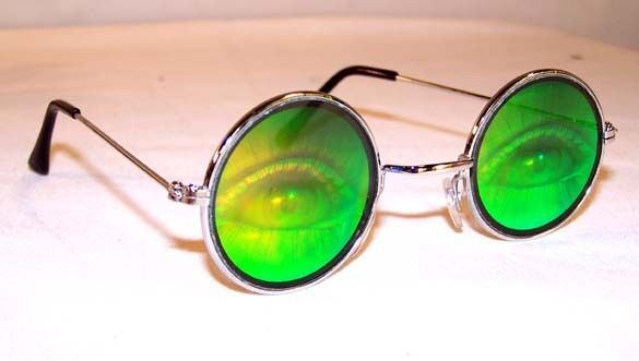 2 HUMAN EYES HOLOGRAM SUNGLASSES novelty poker glasses 3d glasses eye weird new - Slightly Unusual