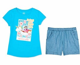 WonNat Big Girls 2pc Embellished Graphic Tee and Cuffed Pull On Shorts S... - $17.66