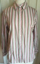 Orvis Pink Green Orange Striped Long Sleeve Button Up Shirt Women&#39;s 12 - $14.84