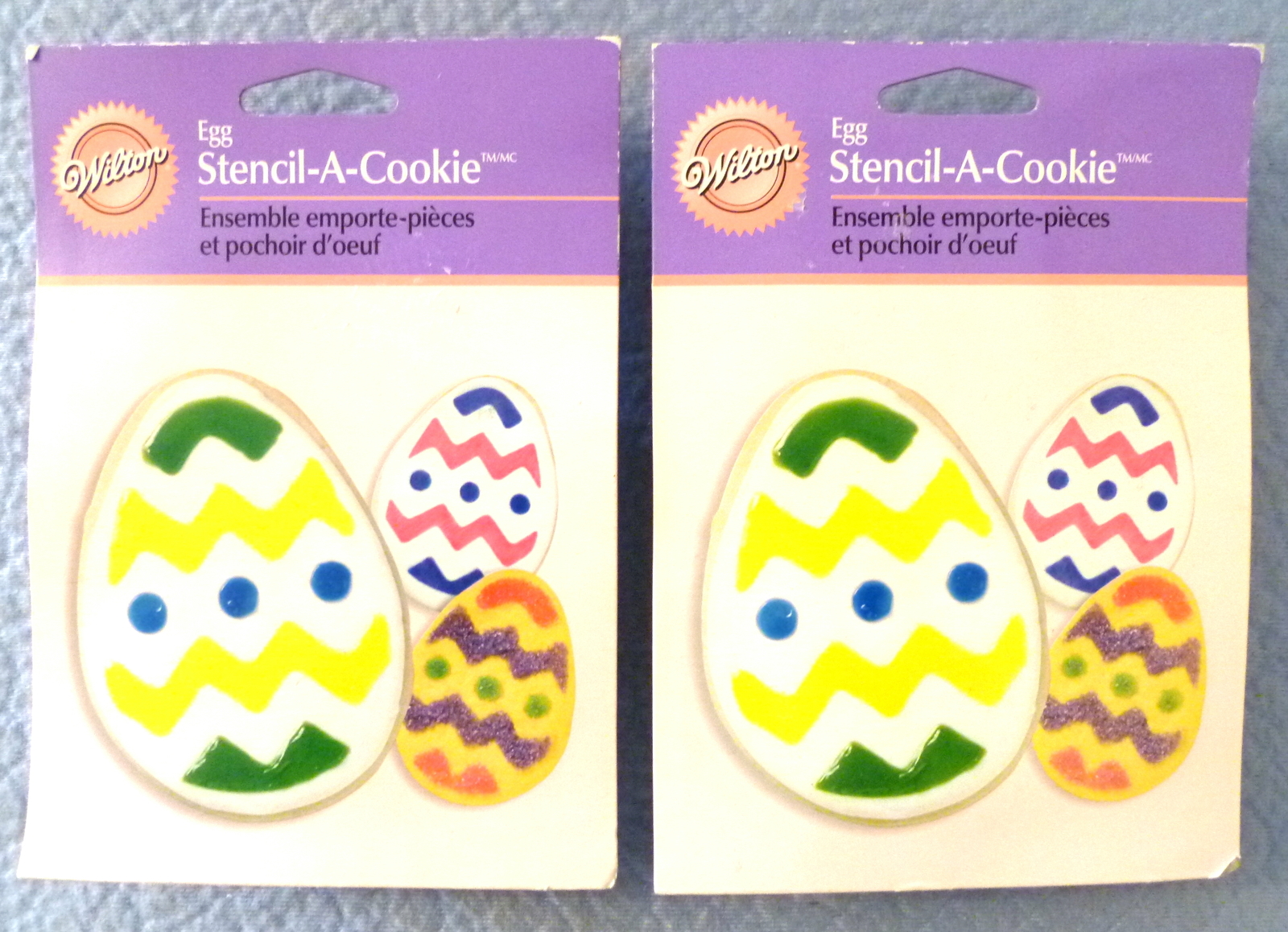 Primary image for LOT OF 2 WILTON EASTER EGG OVAL STENCIL-A-COOKIE DECORATING KITS