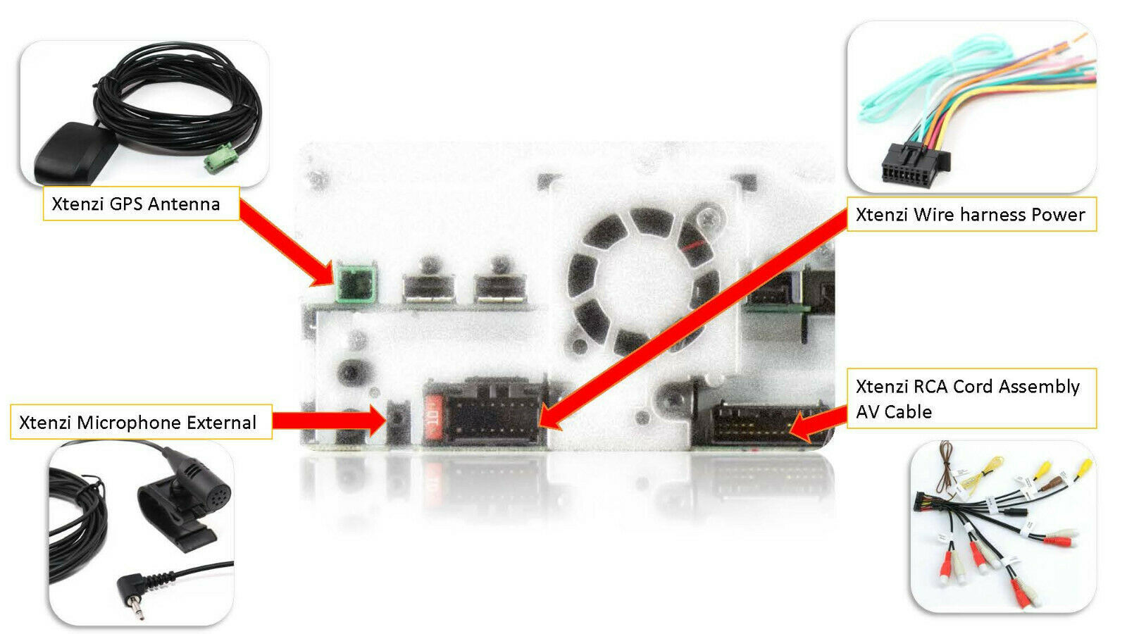 Xtenzi Cable Set GPS MIC RCA Power Harness for Pioneer AVH W4500NEX W4400NEX, - Wire Harnesses