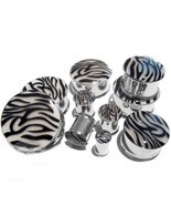 PAIR-Zebra Color Changing Steel Double Flare Ear Plugs 25mm/1&quot; Gauge Bod... - $9.99