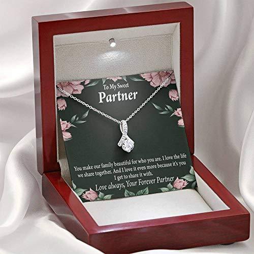 Express Your Love Gifts for My Partner Life Together Eternity Ribbon Stone Neckl