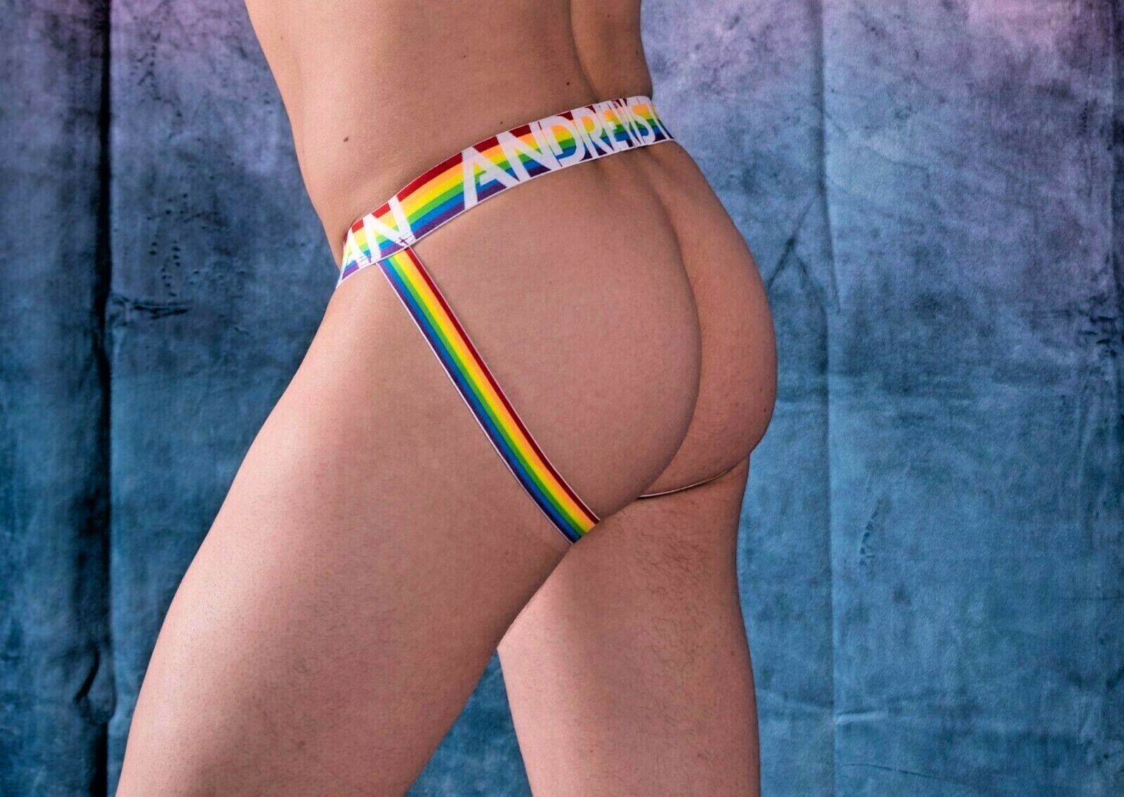 Andrew Christian Jock Pride Mesh Jocks Rainbow waistband Red 91050 36