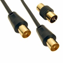 SHORT RF Fly Lead Coaxial Aerial Cable TV Male to M Extension GOLD BLACK... - $7.31