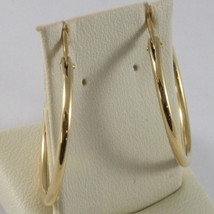 18K YELLOW GOLD CIRCLE EARRINGS HOOP, TUBE, DIAMETER 0.98 INCHES MADE IN ITALY image 2