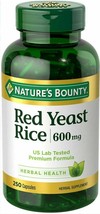 Nature&#39;s Bounty Red Yeast Rice 600 mg Us Lap Tested Heart Health 250 Cap... - $23.75