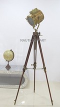 NauticalMart  Designer Brass Antique Finish Searchlight W/Tripod Floor Lamp