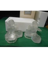 NIB- AVON 1995 Lead Crystal M.I.HUMMEL..Pair Frosted CANDLE HOLDERS - $14.44