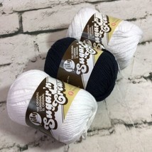 Lily Sugar ‘n Cream Yarn Solid Colors Black And White Lot Of 3 Knitting Crochet - $14.84