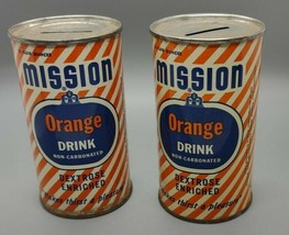 Vintage MISSION Orange Drink Advertising Banks--2-- Soda Pop Cans- Circa... - $13.99
