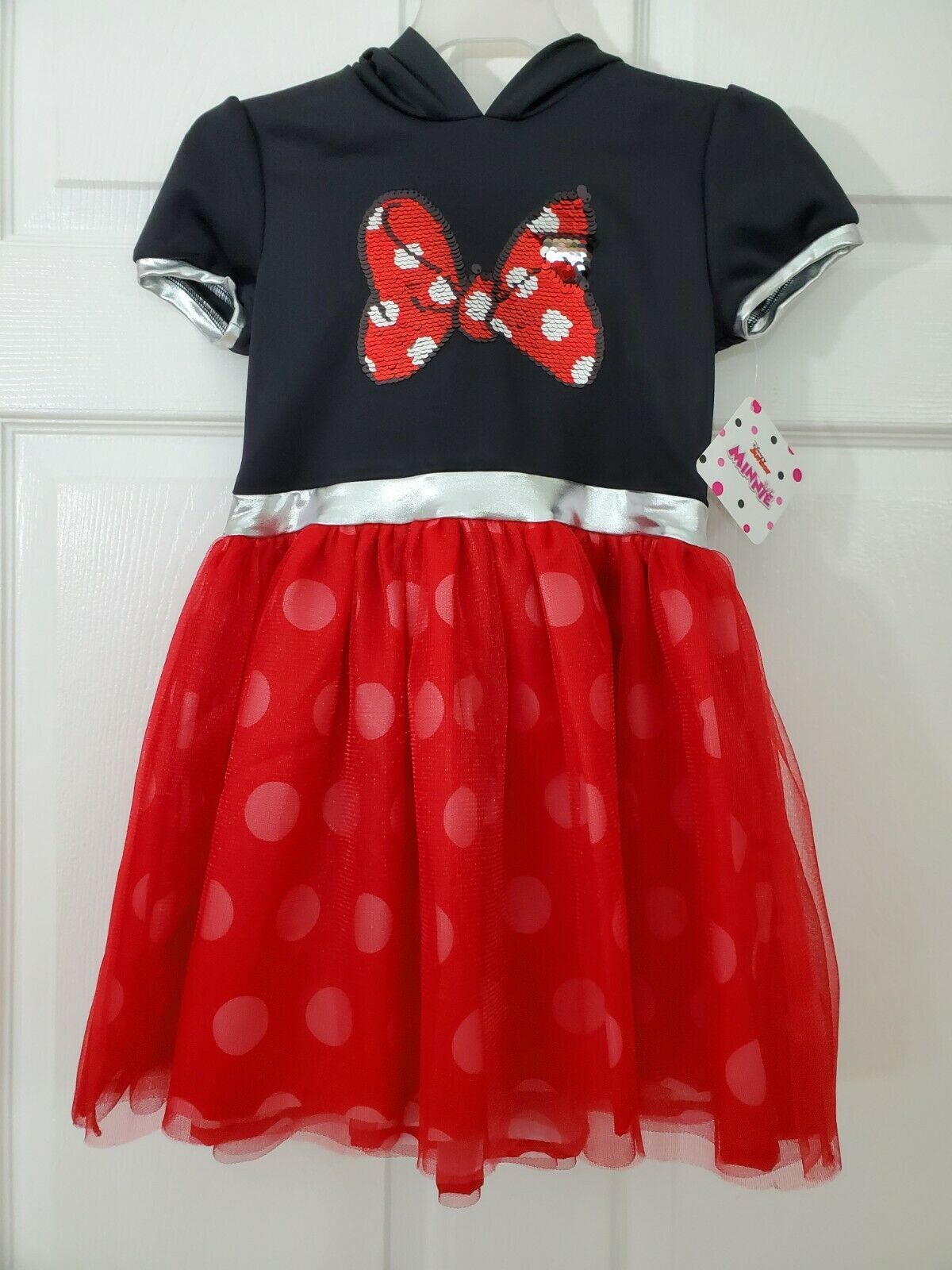 Disney Junior Minnie Mouse Flip Sequin Tulle Cosplay Dress With Hood 6 ...