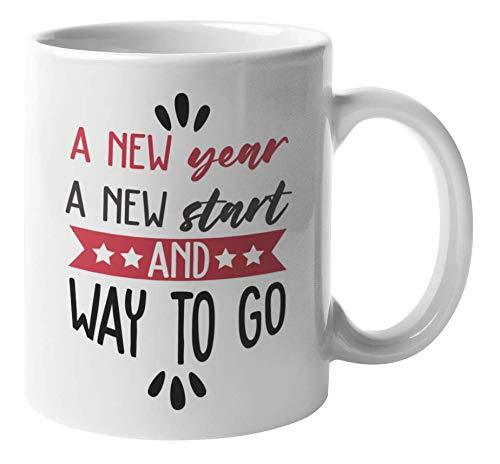 A New Year, A New Start And A Way To Go. New Goals Coffee & Tea Mug For Mom, Dad