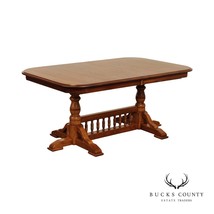 Custom Quality Solid Oak Expandable Trestle Dining Table - $1,095.00