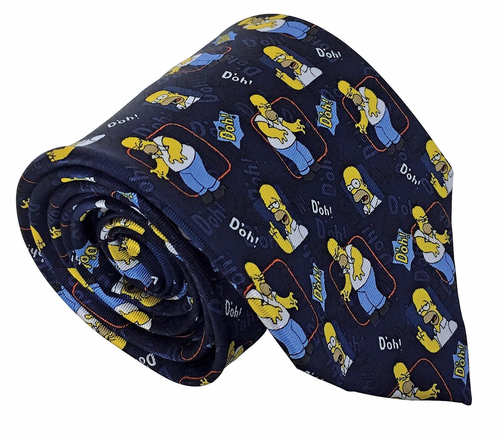 The Simpsons - Mens 100% Silk 10cm Homer Simpson Novelty Navy Blue Tie Necktie
