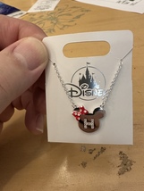 Disney Parks Minnie Mouse Icon Initial Letter H Silver Color Necklace Child Size