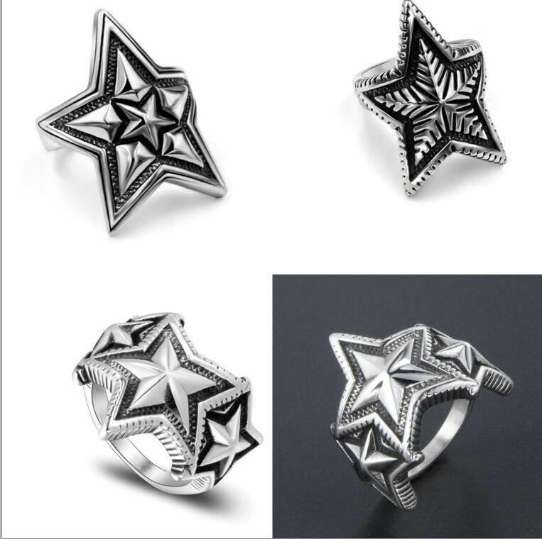 Gothic New Star Ring Fashion Stainless Steel Adjustable Jewelry Gift Fashionable