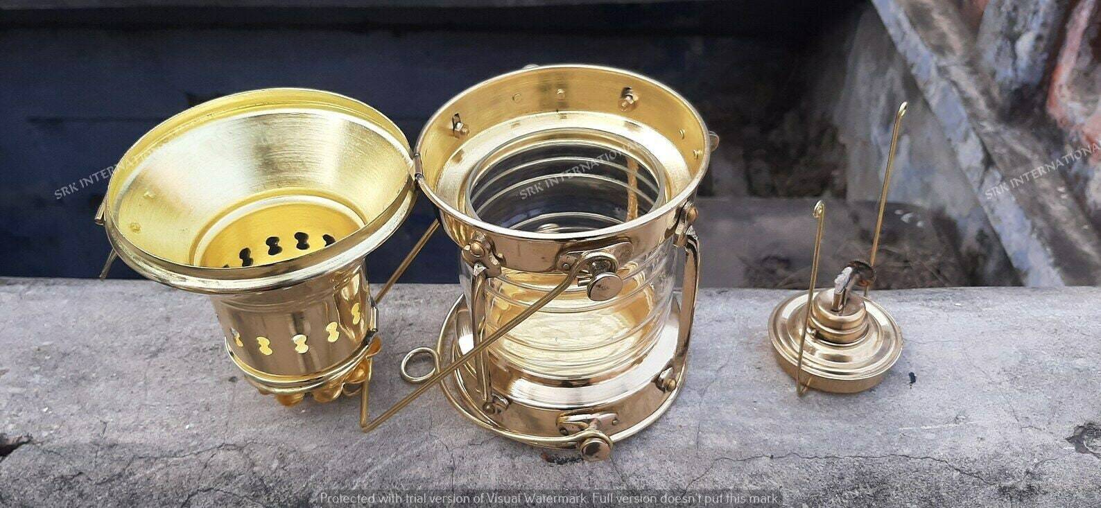 Vintage Brass Oil Lamp Maritime Ship LanternAnchor Boat Light Lamp