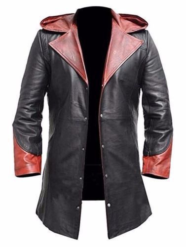 Image of MEN LEATHER COAT WINTER LONG LEATHER COAT GENUINE REAL LEATHER TRENCH COAT-UK2
