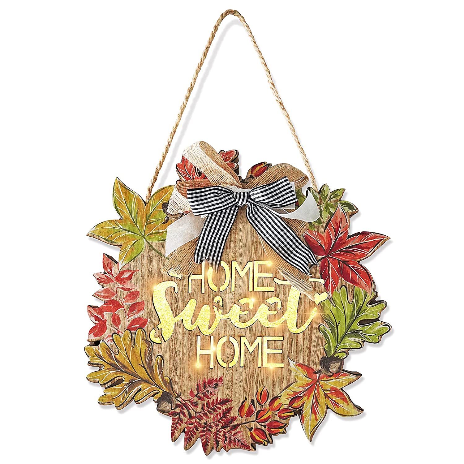 Primary image for Welcome Sign For Front Porch Maple Leaves Wood Home Door Sign Welcome 