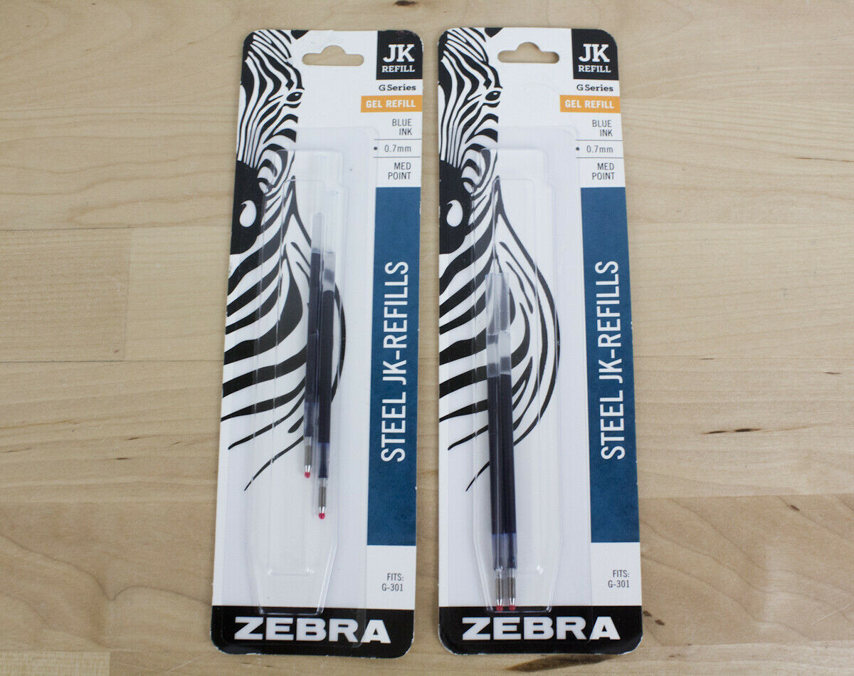 LOT OF 2  Zebra Ballpoint Pen JK Refills G Series Blue Gel Ink Med Point 0.7mm - $9.99