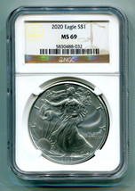 2020 American Silver Eagle Ngc MS69 Classic Brown Label As Shown Premium Quality - $53.95