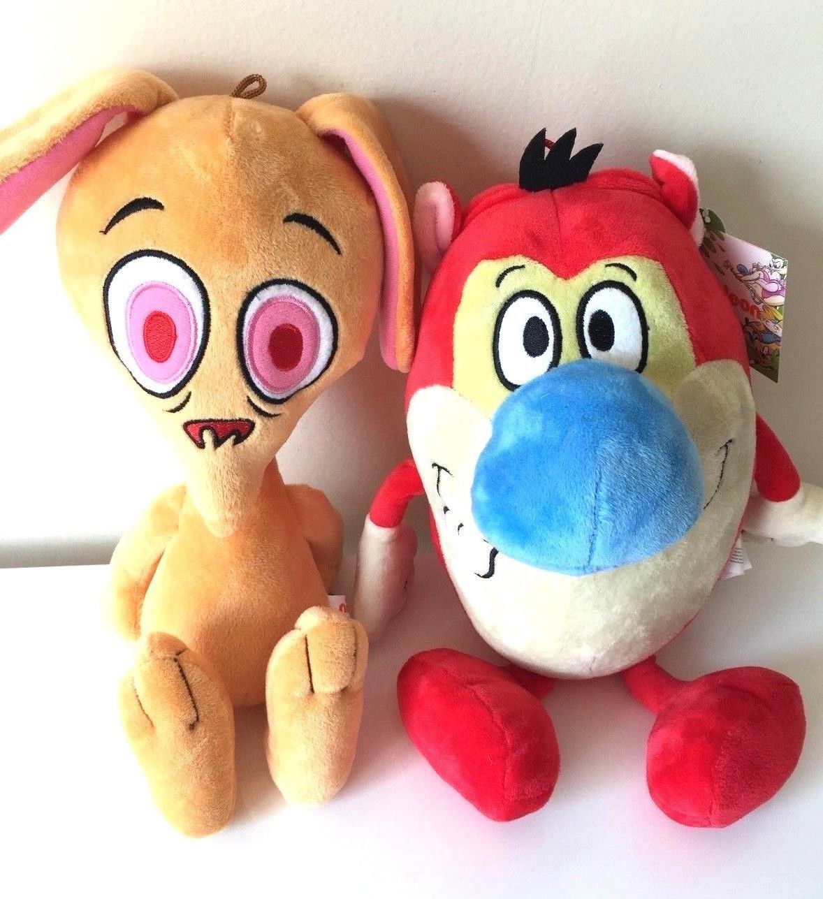 Set of 2 Nickelodeon Ren and Stimpy Rare Plush XLarge 1718" Toys