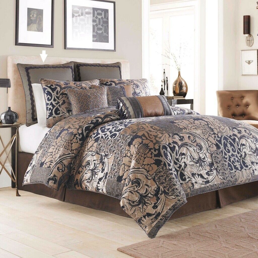 Croscill Ryland Blue Gold Euro Pillow Sham 26"x 26" Square European