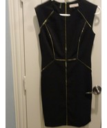 Black Solid Rebecca Taylor Sleeveless Women ZIPPER DESIGN Dress Size 4 V... - $86.12