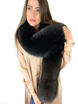 Jet Black Fox Fur Stole 67' (170cm) + Saga Furs Big Collar Top Quality  image 7
