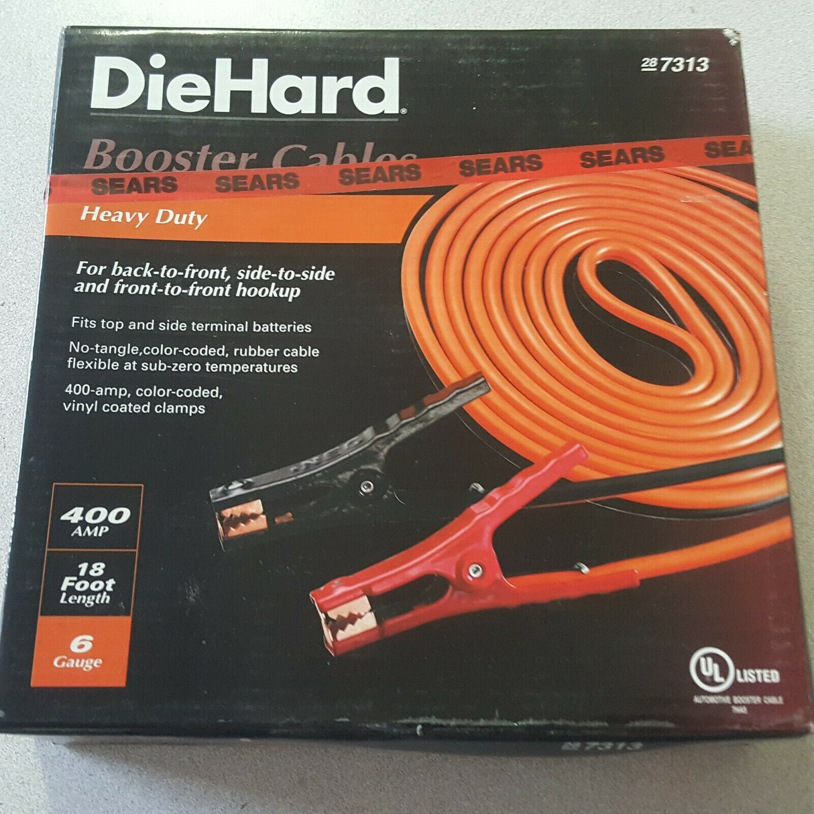 DIEHARD Car Battery Charge Red Black Booster Jumper Cable 18FT 6 Gauge ...