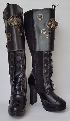 DEMONIA Womens Goth Industrial Raver Gogo Dancer 7" Platform Ankle High Boots
