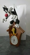 Extremely Rare! Looney Tunes Sylvester and Tweety Figurine Clock Statue - $742.50