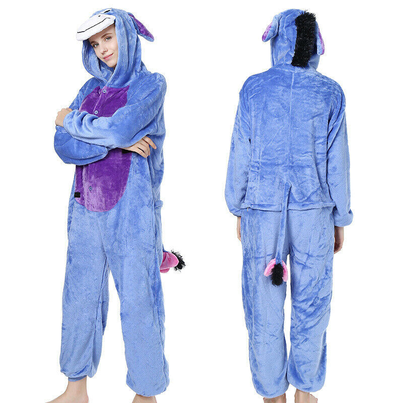 Adult Eeyore Pajamas Onsies Kigurumi Animal Cosplay Halloween Costume ...