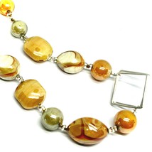 NECKLACE ORANGE WHITE ROUNDED DROP SPHERE, EXAGON MURANO GLASS SQUARE ITALY MADE image 2