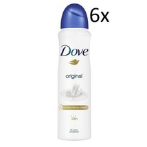 6x Dove Original Deodorant Deodorant Spray 0% ALCOHOL 48h Anti-Transpirant 150ml - $33.17