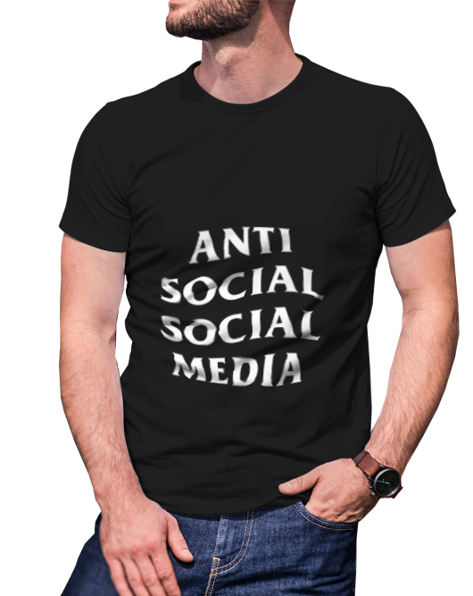 anti social social media parody T-shirt men Black - T-Shirts