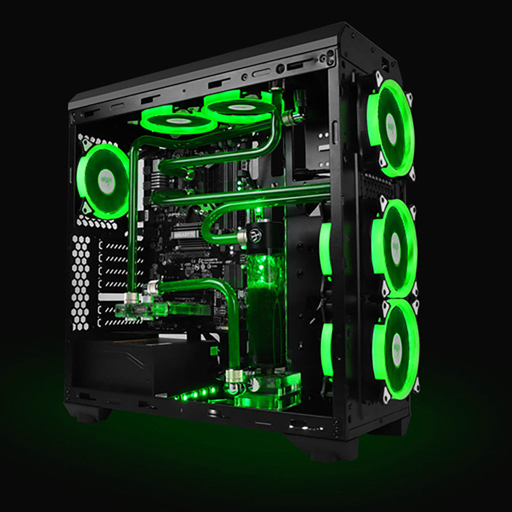 Pack of 2 Aigo 120mm 12cm Halo Ring Neon GREEN LED Computer PC Case