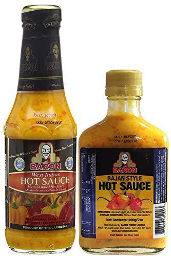 Baron West Indian Hot Sauce 14oz and BAJAN Hot Sauce 7oz Combo Pack of ...