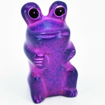 Hand Carved Soapstone Pink & Purple Mini Frog Sculpture Figurine Made in Kenya image 1