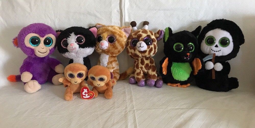 Lot Ty Beanie Boos BEASTIE GRIMM SAFARI TABITHA GRAPES BONGO PEPPER ...