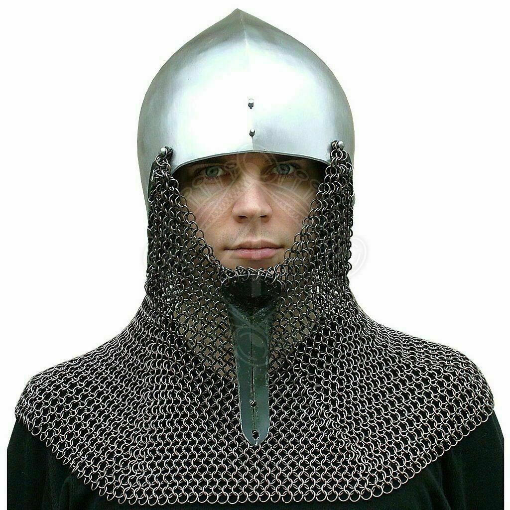 Custom SCA HNB 14 Gauge Steel Medieval Tournament Bascinet Helmet W ...