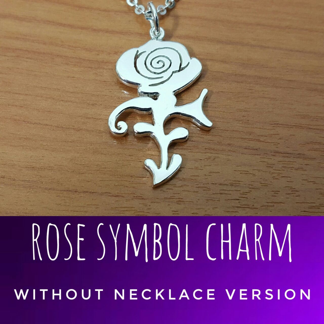 Charm Only (No Necklace Chain) - Rose Symbol - Remembrance - 925 Silver