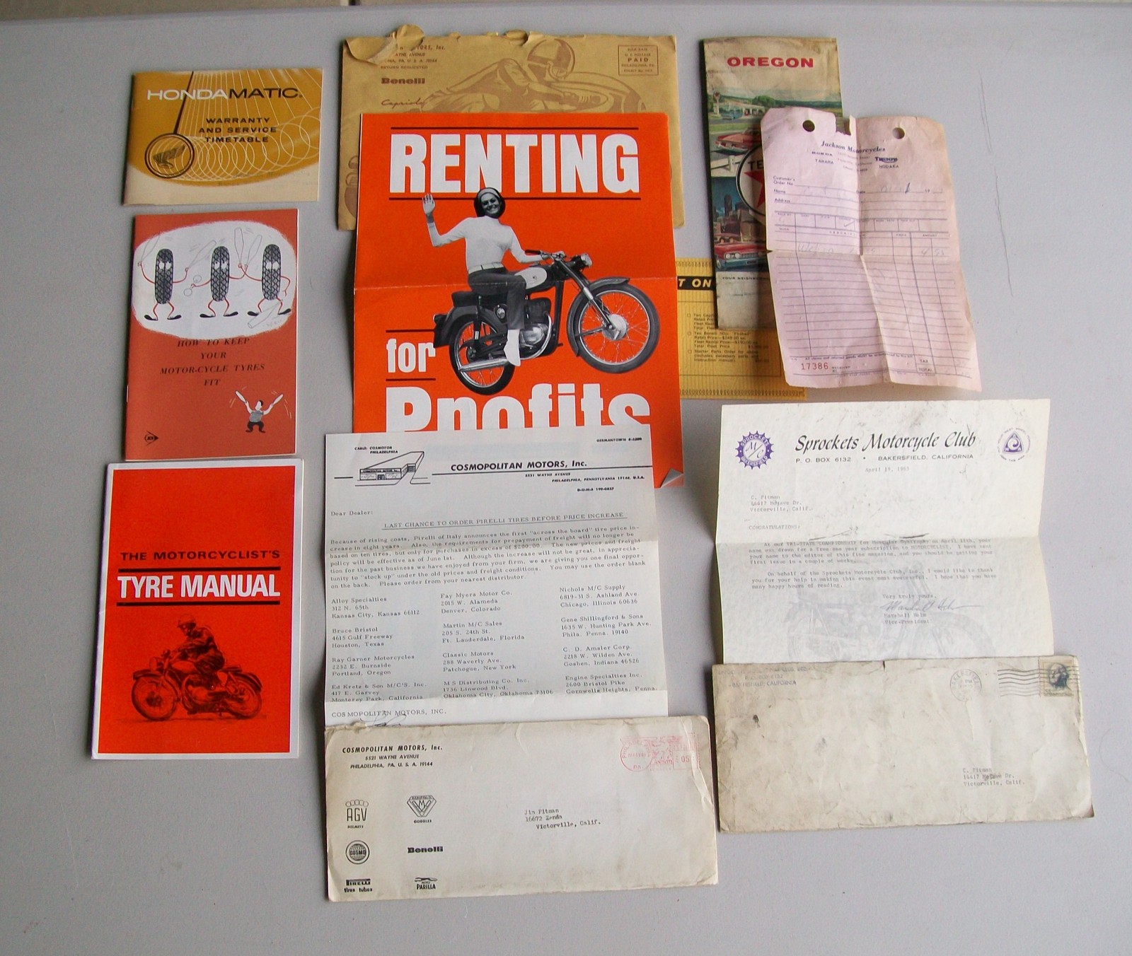 Vintage Lot Motorcycle Warranty Service Booklet Paperwork Hondamatic